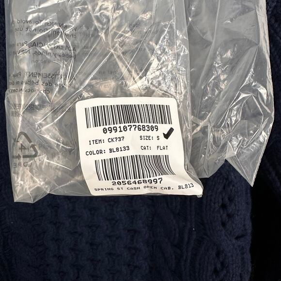 J CREW Spring Street Cashmere Relaxed Pullover Sweater Chunky Knit Navy Sz S NWT - Picture 11 of 11